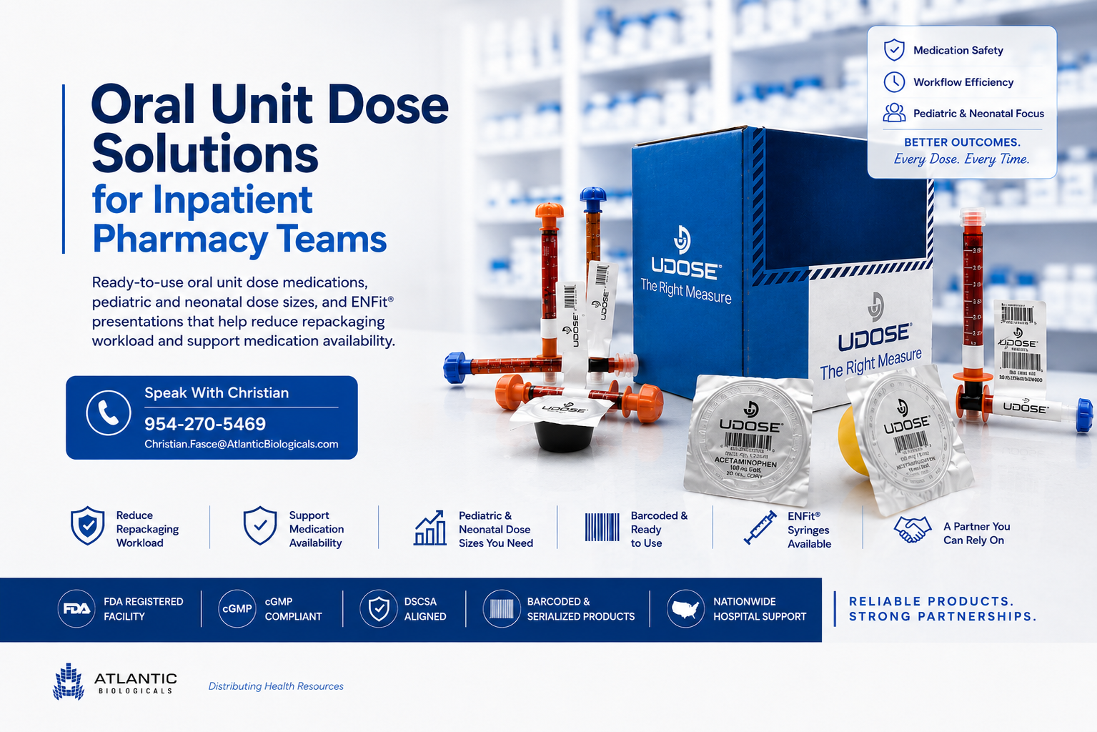 Inpatient hospital pharmacy — oral unit dose medications and ENFit syringes